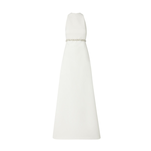 Safiyaa Joules Ivory Long Dress - Safiyaa Dresses - Heavy Crepe Cape Gown - Shop at Luxury Shoes 