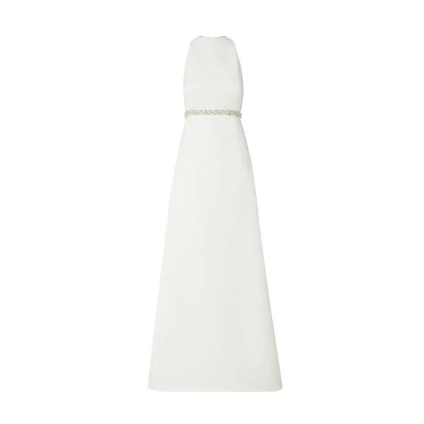 Safiyaa Joules Ivory Long Dress - Safiyaa Dresses - Heavy Crepe Cape Gown - Shop at Luxury Shoes 