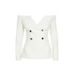 Safiyaa Kamile Ivory Jacket - Safiyaa Jackets - Heavy Crepe Cape Gown - Shop at Luxury Shoes 