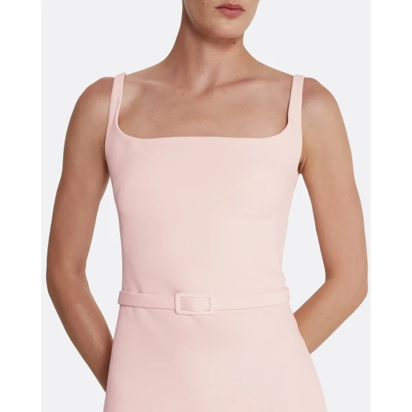 Safiyaa Kristena Long Dress in Pale Pink - Safiyaa Dresses - Heavy Crepe Cape Gown - Shop at Luxury Shoes 