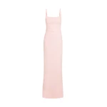 Safiyaa Kristena Long Dress in Pale Pink - Safiyaa Dresses - Heavy Crepe Cape Gown - Shop at Luxury Shoes 