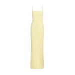 Safiyaa Kristena Long Dress in Pale Yellow - Safiyaa Dresses - Heavy Crepe Cape Gown - Shop at Luxury Shoes 