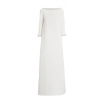 Safiyaa Lanai Long Dress in Ivory with Crystal - Safiyaa Dresses - Heavy Crepe Cape Gown - Shop at Luxury Shoes 