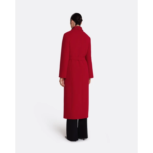 Safiyaa Lillita Jacket in Azalea Red with Multi-reds - Safiyaa Jackets - Heavy Crepe Cape Gown - Shop at Luxury Shoes 