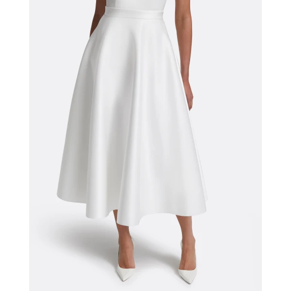 Safiyaa Lory Midi Dress in Porcelain - Safiyaa Dresses - Heavy Crepe Cape Gown - Shop at Luxury Shoes 