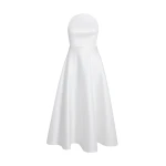 Safiyaa Lory Midi Dress in Porcelain - Safiyaa Dresses - Heavy Crepe Cape Gown - Shop at Luxury Shoes 