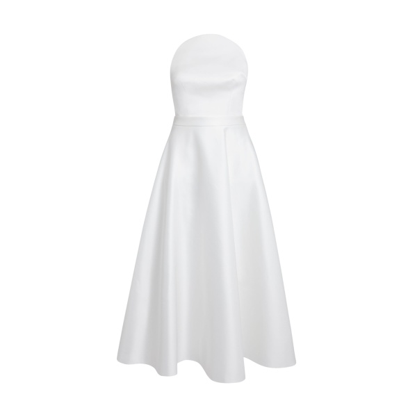 Safiyaa Lory Midi Dress in Porcelain - Safiyaa Dresses - Heavy Crepe Cape Gown - Shop at Luxury Shoes 