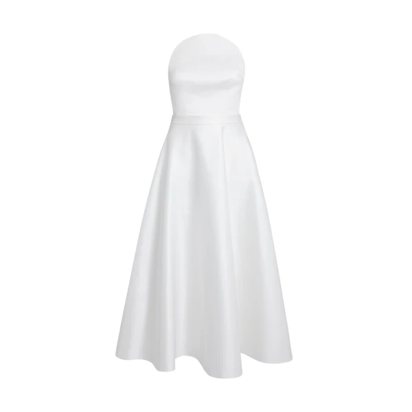 Safiyaa Lory Midi Dress in Porcelain - Safiyaa Dresses - Heavy Crepe Cape Gown - Shop at Luxury Shoes 