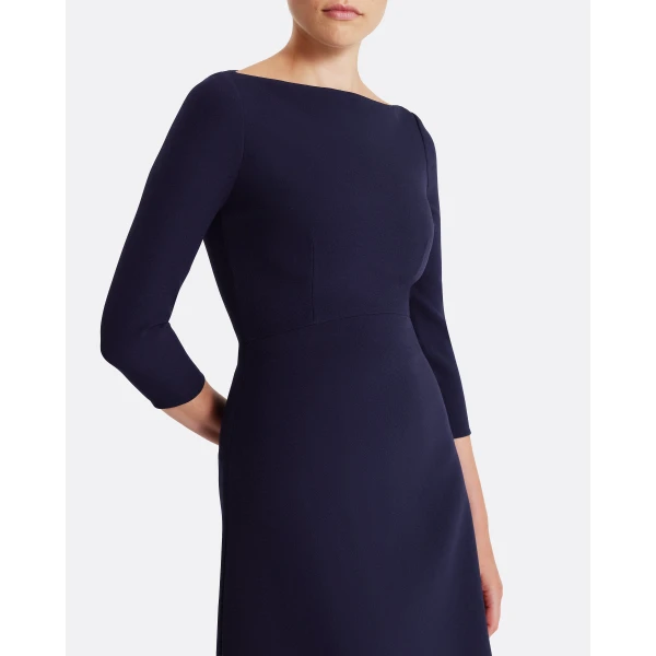 Safiyaa Luciana Midi Dress in Azurite - Safiyaa Dresses - Heavy Crepe Cape Gown - Shop at Luxury Shoes 