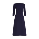 Safiyaa Luciana Midi Dress in Azurite - Safiyaa Dresses - Heavy Crepe Cape Gown - Shop at Luxury Shoes 