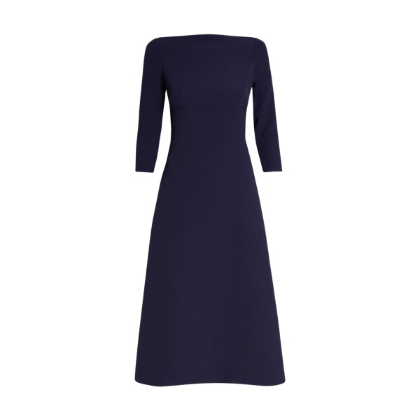 Safiyaa Luciana Midi Dress in Azurite - Safiyaa Dresses - Heavy Crepe Cape Gown - Shop at Luxury Shoes 