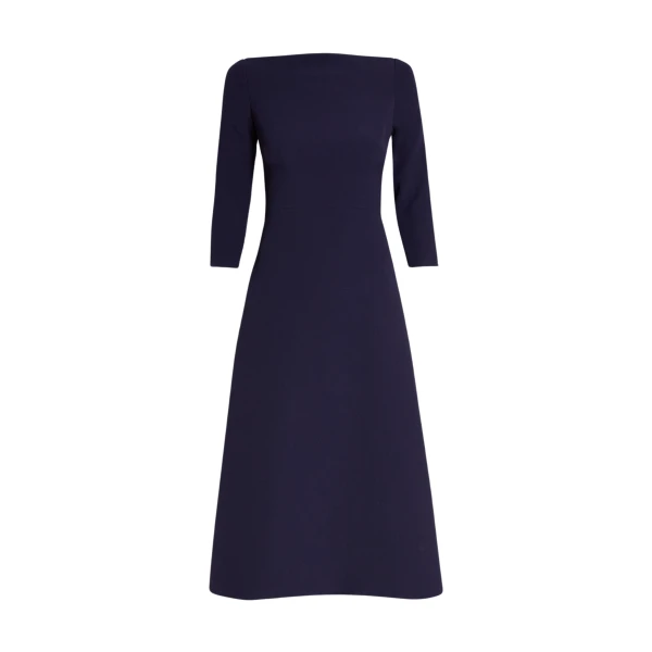 Safiyaa Luciana Midi Dress in Azurite - Safiyaa Dresses - Heavy Crepe Cape Gown - Shop at Luxury Shoes 