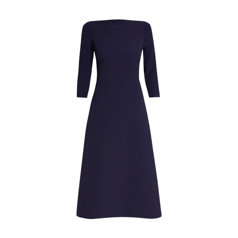 Safiyaa Luciana Midi Dress in Azurite - Safiyaa Dresses - Heavy Crepe Cape Gown - Shop at Luxury Shoes 