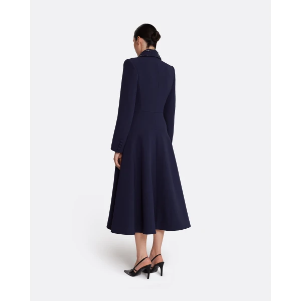 Safiyaa Lucilla Jacket in Azurite with Multi-blues - Safiyaa Jackets - Heavy Crepe Cape Gown - Shop at Luxury Shoes 