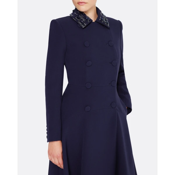Safiyaa Lucilla Jacket in Azurite with Multi-blues - Safiyaa Jackets - Heavy Crepe Cape Gown - Shop at Luxury Shoes 