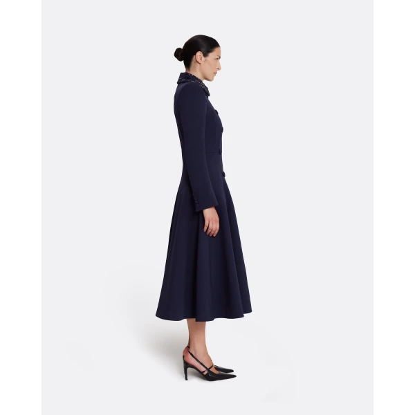 Safiyaa Lucilla Jacket in Azurite with Multi-blues - Safiyaa Jackets - Heavy Crepe Cape Gown - Shop at Luxury Shoes 