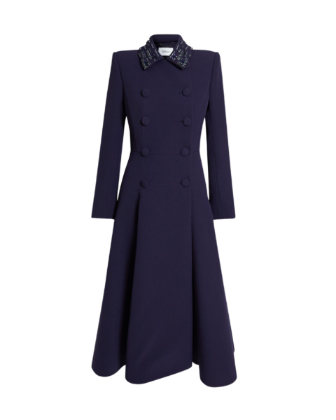 Safiyaa Lucilla Jacket in Azurite with Multi-blues - Safiyaa Jackets - Heavy Crepe Cape Gown - Shop at Luxury Shoes 