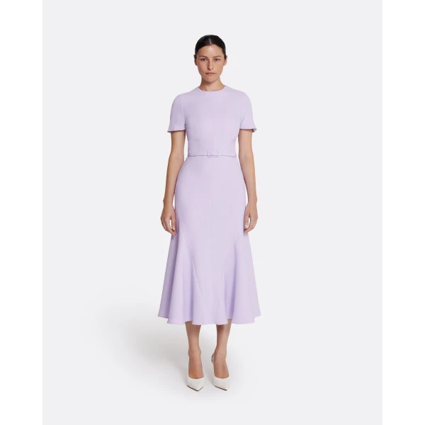 Safiyaa Luisa Midi Dress in Verbena - Safiyaa Dresses - Heavy Crepe Cape Gown - Shop at Luxury Shoes 