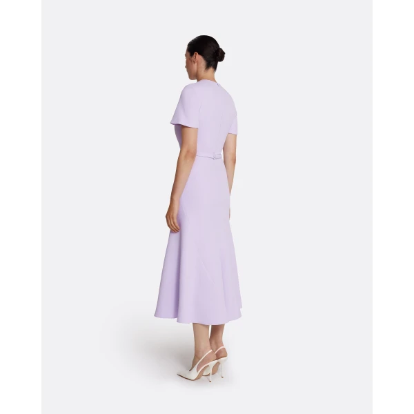 Safiyaa Luisa Midi Dress in Verbena - Safiyaa Dresses - Heavy Crepe Cape Gown - Shop at Luxury Shoes 