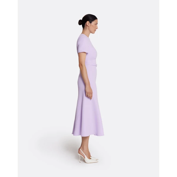 Safiyaa Luisa Midi Dress in Verbena - Safiyaa Dresses - Heavy Crepe Cape Gown - Shop at Luxury Shoes 