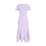 Safiyaa Luisa Midi Dress in Verbena - Safiyaa Dresses - Heavy Crepe Cape Gown - Shop at Luxury Shoes 