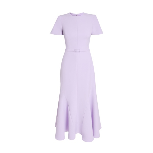 Safiyaa Luisa Midi Dress in Verbena - Safiyaa Dresses - Heavy Crepe Cape Gown - Shop at Luxury Shoes 
