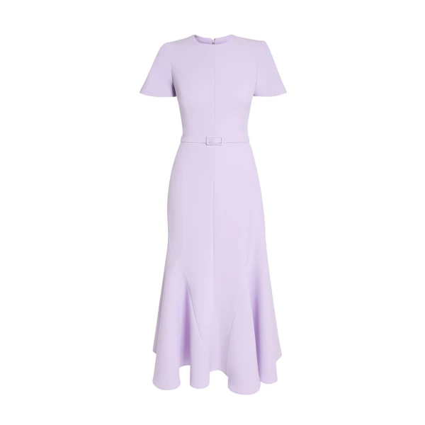 Safiyaa Luisa Midi Dress in Verbena - Safiyaa Dresses - Heavy Crepe Cape Gown - Shop at Luxury Shoes 