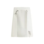Safiyaa Manorel Ivory Broken Jewellery Embroidered Harness & Rowan Dress - Safiyaa Dresses - Heavy Crepe Cape Gown - Shop at Luxury Shoes 