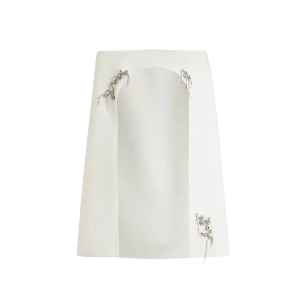 Safiyaa Manorel Ivory Broken Jewellery Embroidered Harness & Rowan Dress - Safiyaa Dresses - Heavy Crepe Cape Gown - Shop at Luxury Shoes 