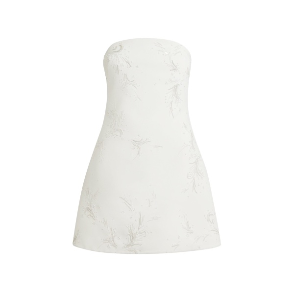 Safiyaa Manorel Ivory Harness & Rowan Fern Embroidered Dress - Safiyaa Dresses - Heavy Crepe Cape Gown - Shop at Luxury Shoes 