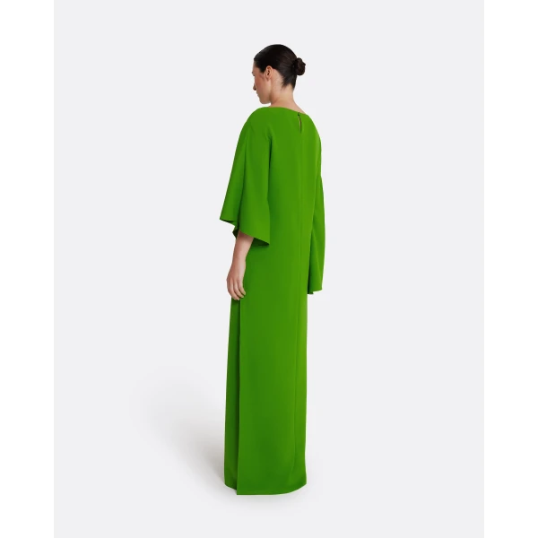 Safiyaa Marcellina Long Dress in Verdant Green with Multi-greens - Safiyaa Dresses - Heavy Crepe Cape Gown - Shop at Luxury Shoes 