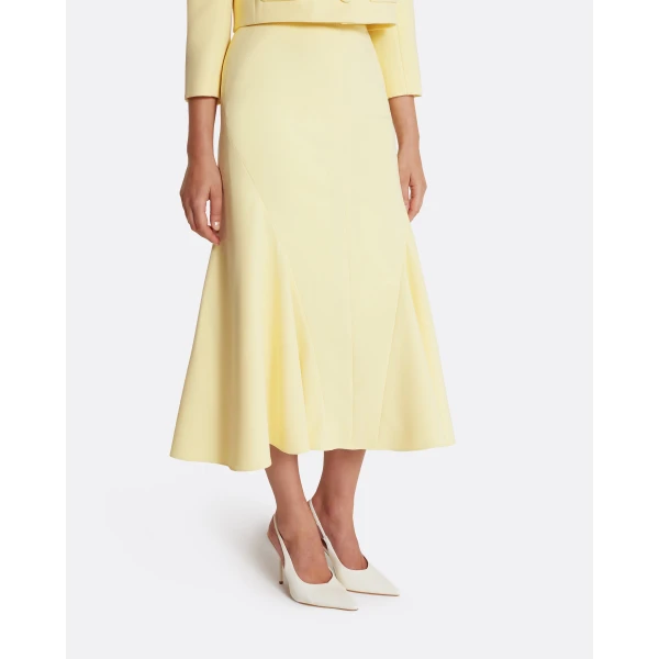 Safiyaa Marialuisa Skirt in Pale Yellow - Safiyaa Skirts - Heavy Crepe Cape Gown - Shop at Luxury Shoes 