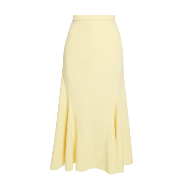 Safiyaa Marialuisa Skirt in Pale Yellow - Safiyaa Skirts - Heavy Crepe Cape Gown - Shop at Luxury Shoes 