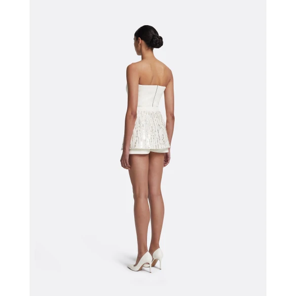 Safiyaa Matilda Skirt in Ivory with Crystal Embellishment - Safiyaa Skirts - Heavy Crepe Cape Gown - Shop at Luxury Shoes 