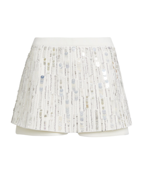 Safiyaa Matilda Skirt in Ivory with Crystal Embellishment - Safiyaa Skirts - Heavy Crepe Cape Gown - Shop at Luxury Shoes 