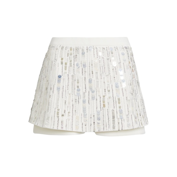 Safiyaa Matilda Skirt in Ivory with Crystal Embellishment - Safiyaa Skirts - Heavy Crepe Cape Gown - Shop at Luxury Shoes 