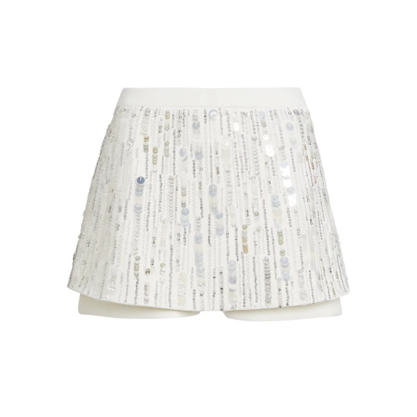 Safiyaa Matilda Skirt in Ivory with Crystal Embellishment - Safiyaa Skirts - Heavy Crepe Cape Gown - Shop at Luxury Shoes 