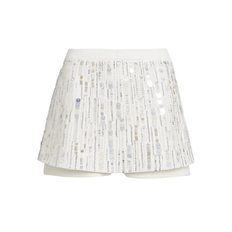 Safiyaa Matilda Skirt in Ivory with Crystal Embellishment - Safiyaa Skirts - Heavy Crepe Cape Gown - Shop at Luxury Shoes 