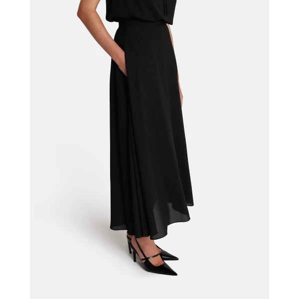 Safiyaa Miwa Skirt in Black - Safiyaa Skirts - Heavy Crepe Cape Gown - Shop at Luxury Shoes 