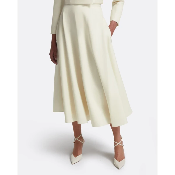 Safiyaa Miwa Skirt in Eggshell - Safiyaa Skirts - Heavy Crepe Cape Gown - Shop at Luxury Shoes 