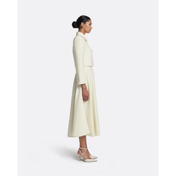Safiyaa Miwa Skirt in Eggshell - Safiyaa Skirts - Heavy Crepe Cape Gown - Shop at Luxury Shoes 