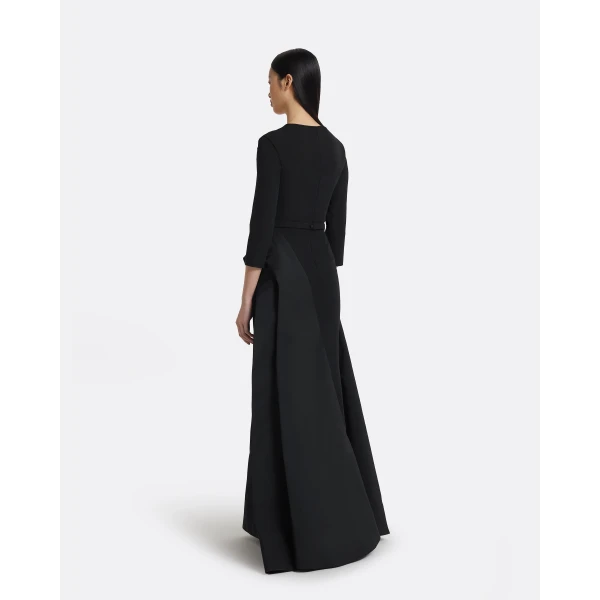 Safiyaa Nala Long Dress in Black - Safiyaa Dresses - Heavy Crepe Cape Gown - Shop at Luxury Shoes 