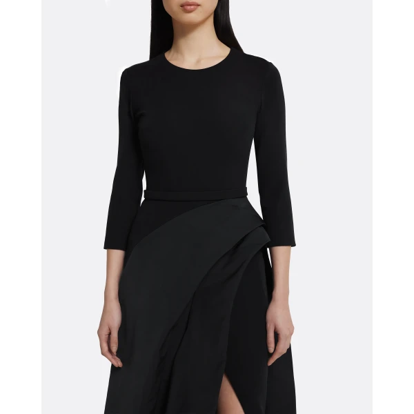 Safiyaa Nala Long Dress in Black - Safiyaa Dresses - Heavy Crepe Cape Gown - Shop at Luxury Shoes 