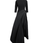 Safiyaa Nala Long Dress in Black - Safiyaa Dresses - Heavy Crepe Cape Gown - Shop at Luxury Shoes 