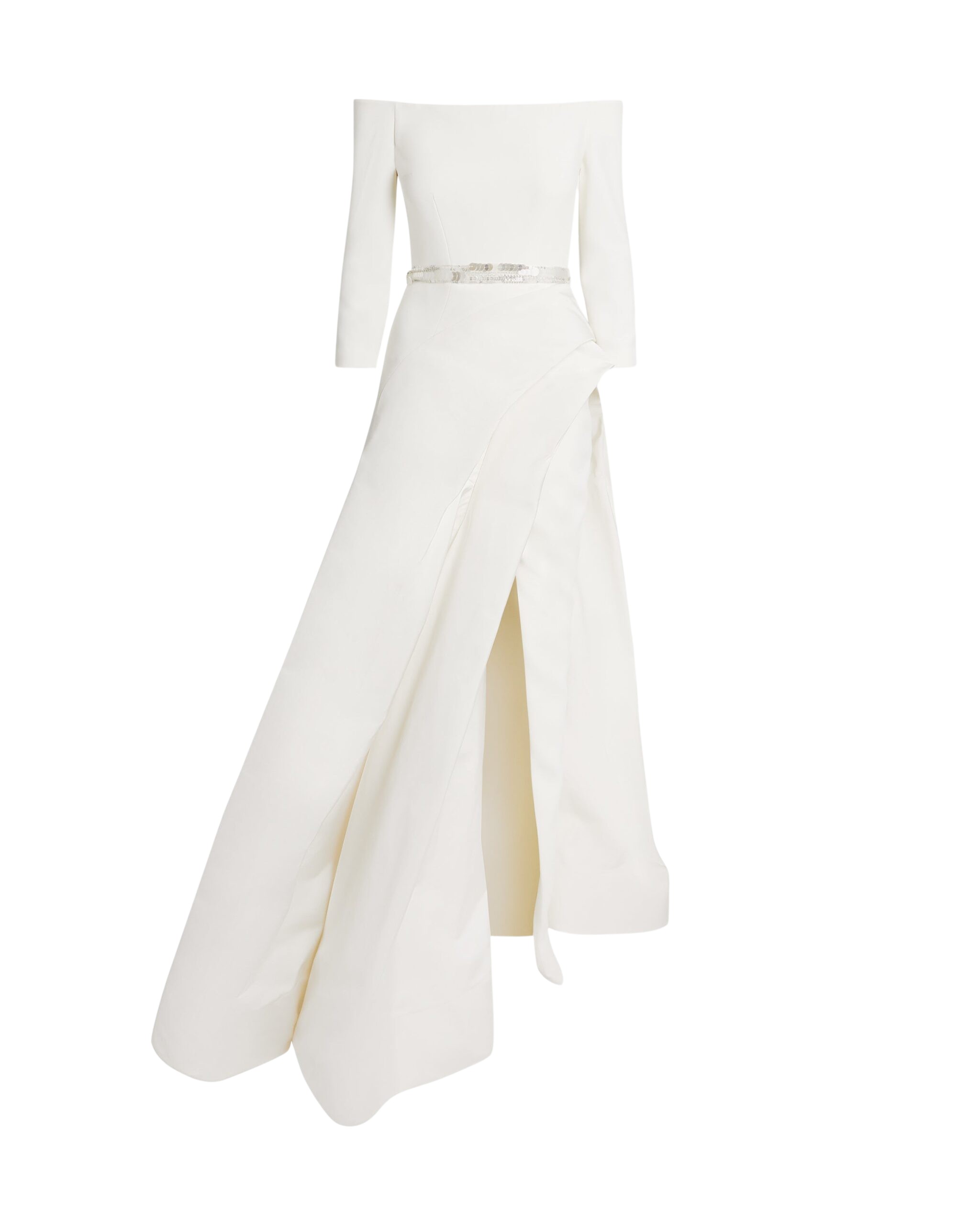 Safiyaa Nila Long Dress in Ivory with Crystal