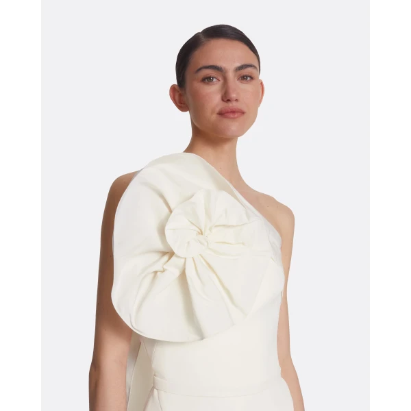 Safiyaa Omi Ivory Jumpsuit - Safiyaa Jumpsuit - Heavy Crepe Cape Gown - Shop at Luxury Shoes 