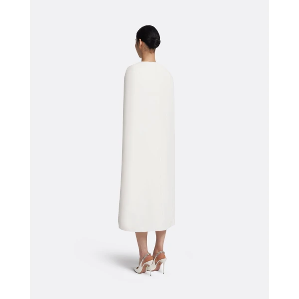 Safiyaa Oria Midi Dress in Ivory - Safiyaa Dresses - Heavy Crepe Cape Gown - Shop at Luxury Shoes 