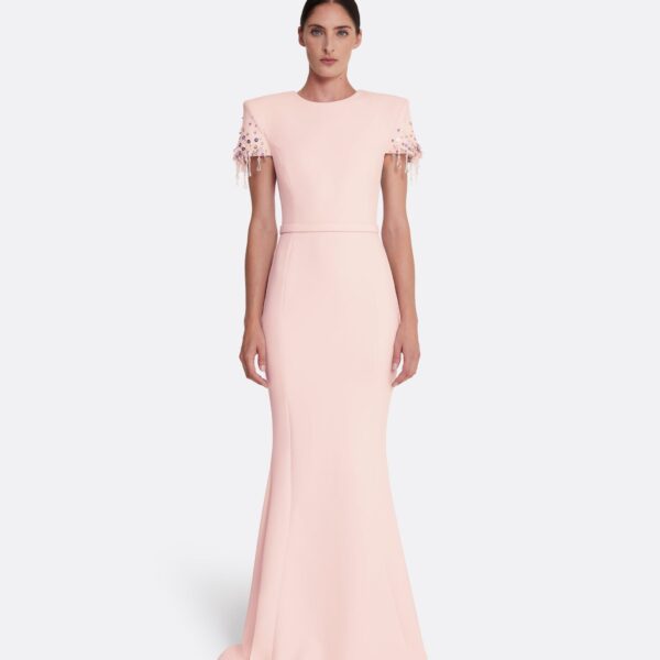 Safiyaa Parker Long Dress Long in Pale Pink with Multi-pastel, view 2