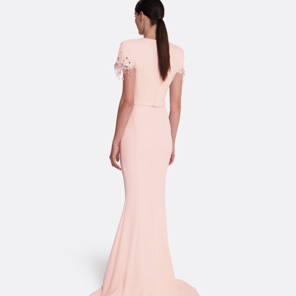 Safiyaa Parker Long Dress Long in Pale Pink with Multi-pastel, view 3