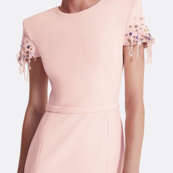 Safiyaa Parker Long Dress Long in Pale Pink with Multi-pastel, view 4